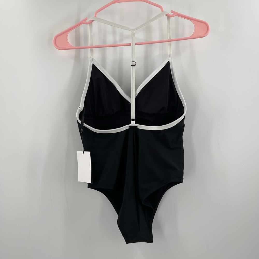 DKNY Swimsuit Size Small Black White T-Strap Back Sporty Swim One Piece NWT - Picture 4 of 16